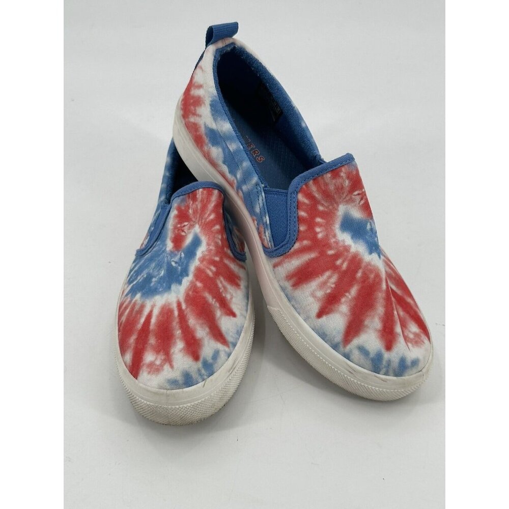 Skechers Women's Slip On Sneakers Tie Dye Canvas Red White Blue Size 7M
